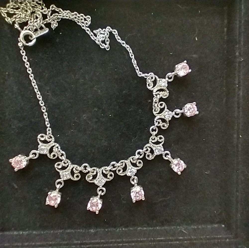 Girl's Sterling Silver and Pink Sapphire Necklace